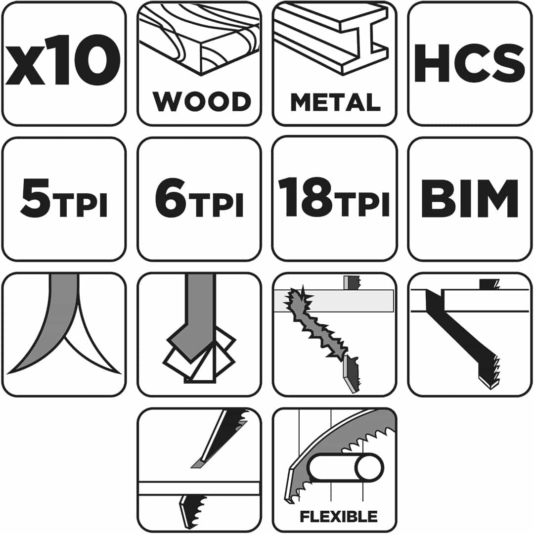 GRAPHITE Reciprocating saw blade set HCS/BIM 10 pieces 7