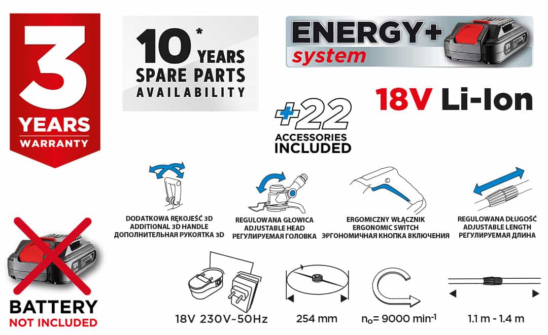 Graphite Energy+ Cordless Grass Trimmer 18V - perfect for precise mowing 4