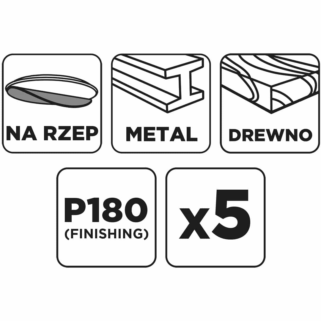 GRAPHITE Sanding discs with Velcro 150 mm P180 - 5 pieces 3