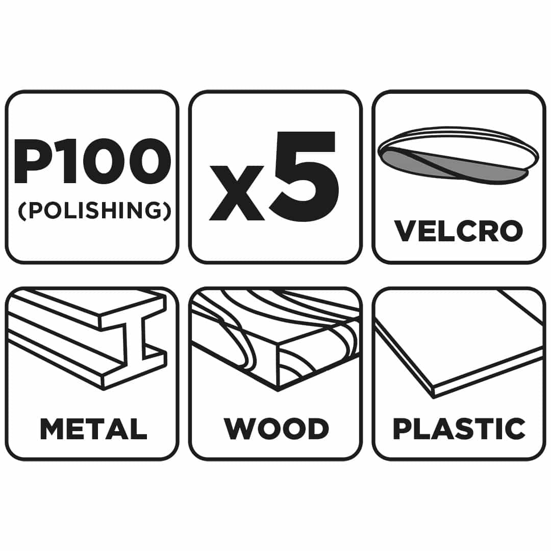 GRAPHITE Sanding papers with Velcro 93 x 185 mm, P100, 5 pieces 6