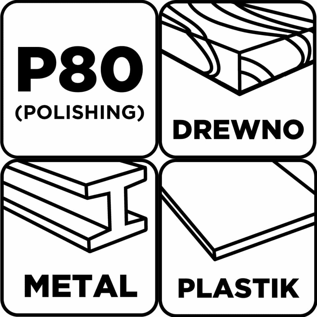 GRAPHITE Sandpapers 93 x 230 mm, P80, 5 pieces - ideal for sanding 5