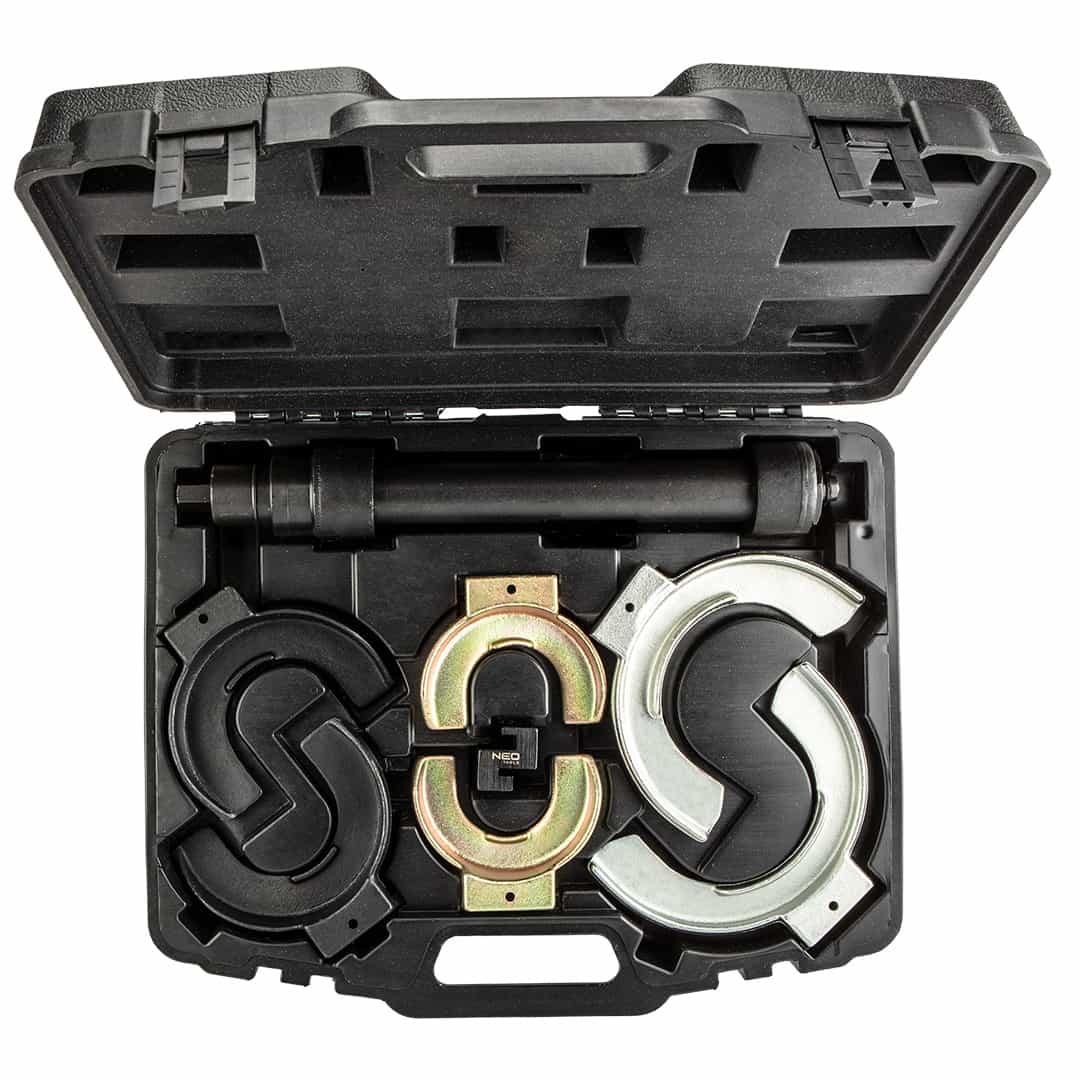 Spring compressor set with interchangeable heads - essential in every workshop 10