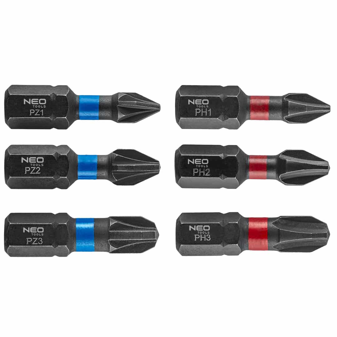 NEO TOOLS Impact bits PH1/2/3, PZ1/2/3 - 6 pieces for special tasks 2