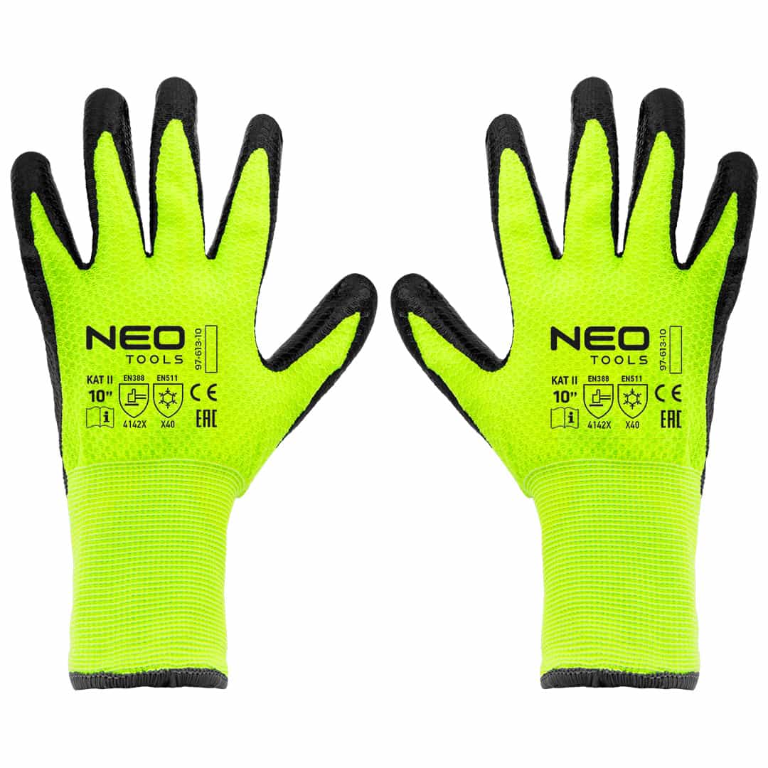 NEO Insulated work gloves - nylon latex coated, size 10 2
