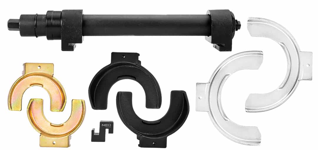 Spring compressor set with interchangeable heads - essential in every workshop 9