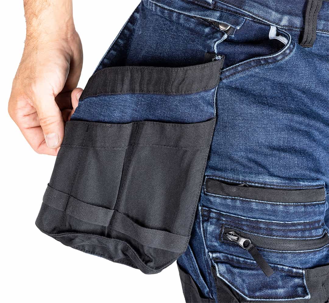 NEO TOOLS DENIM Work Trousers - Cordura reinforced, detachable holster pockets, navy blue, XL 8