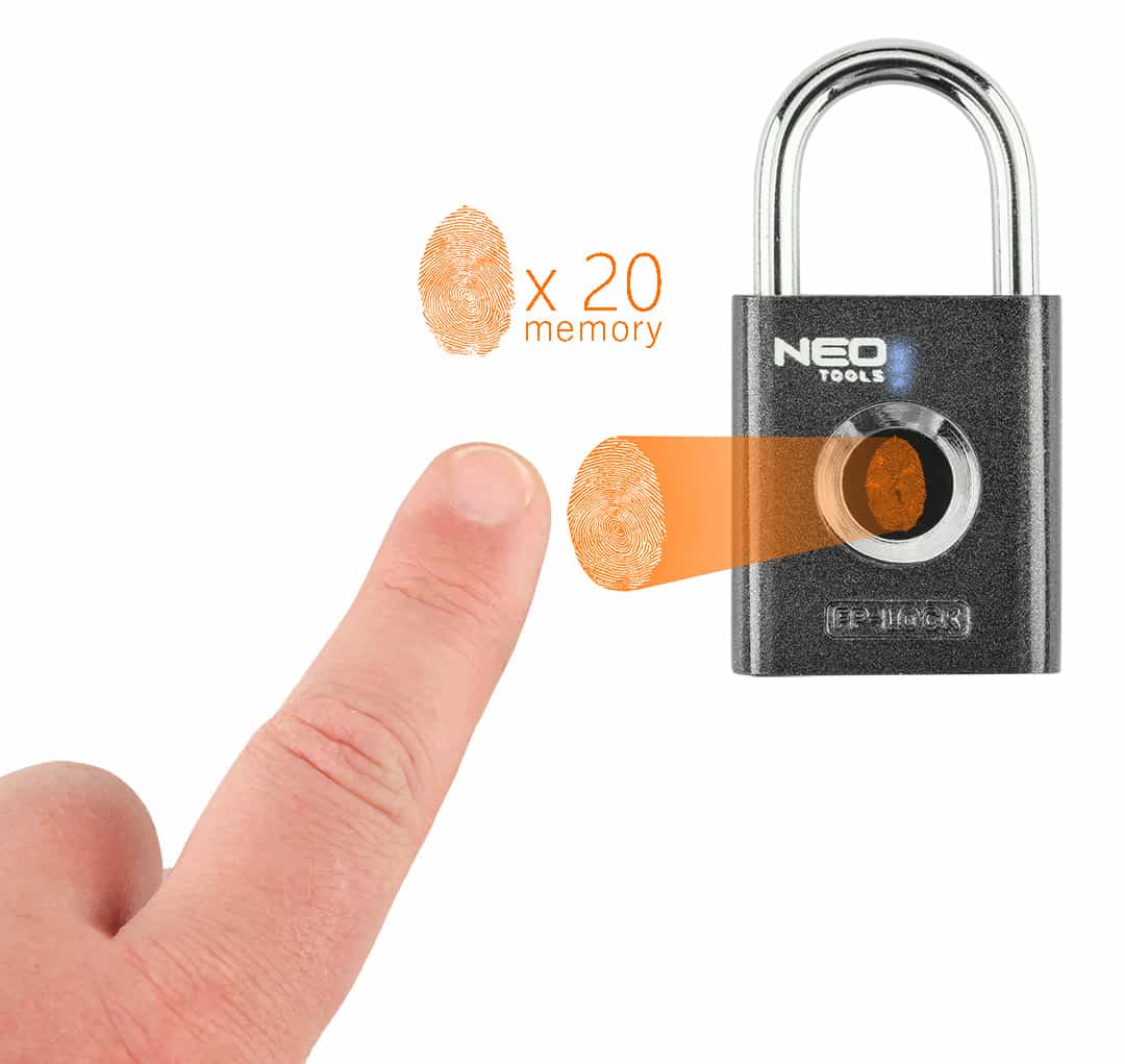 NEO TOOLS Fingerprint Padlock - modern security 9