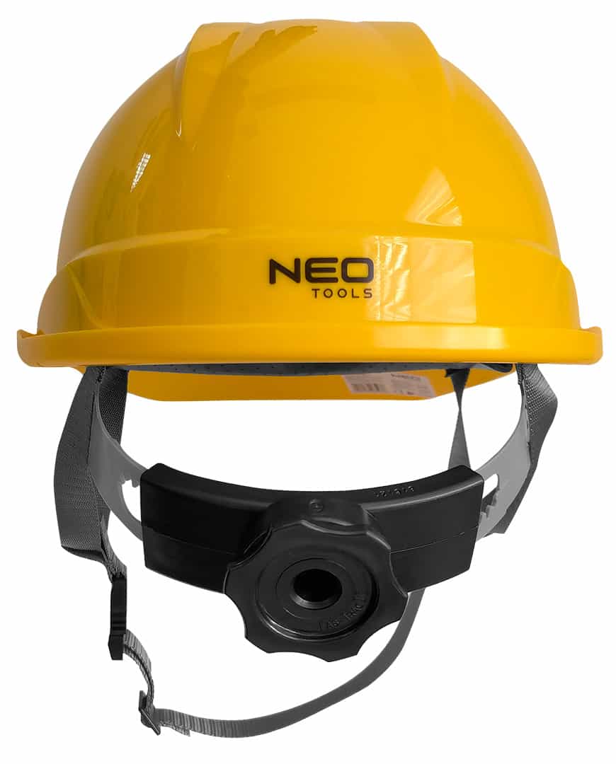 NEO Industrial safety helmet with chin strap, yellow - protection and comfort 6
