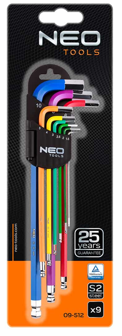 NEO Hex keys 1.5-10 mm set of 9 pcs - reliable tool in every workshop 9