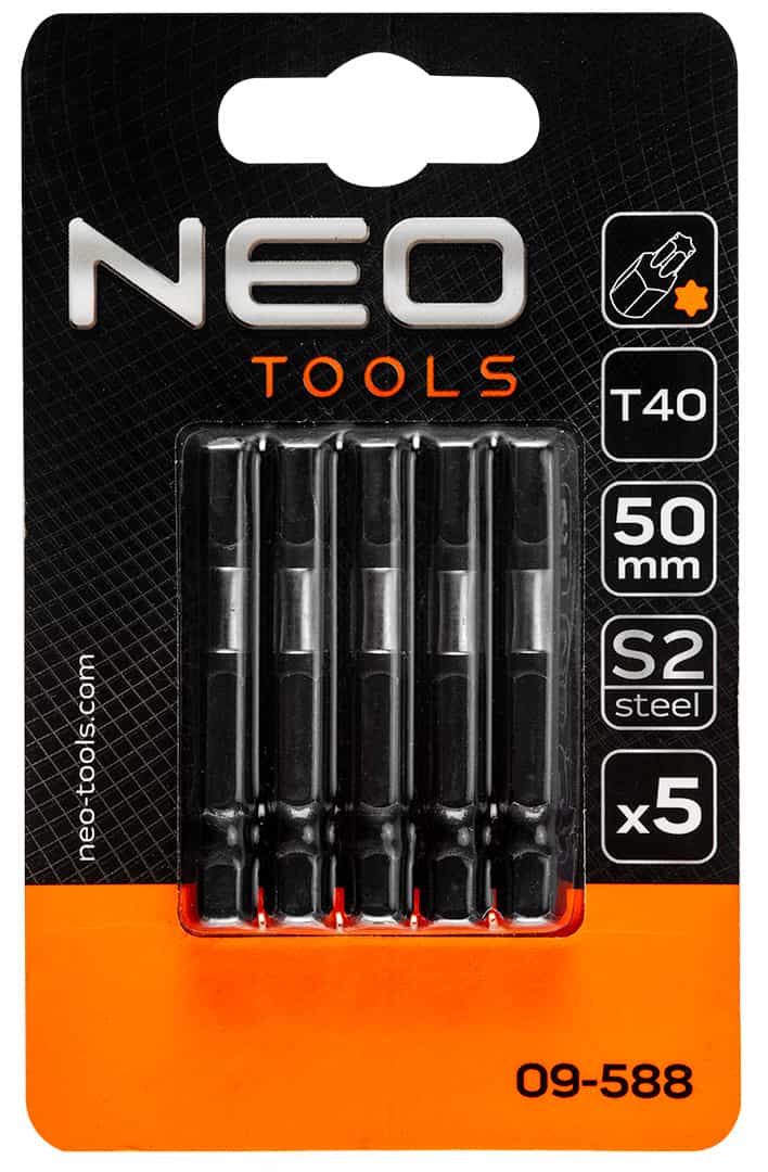 NEO Impact bits S2 50 mm T40 set of 5 pieces 5