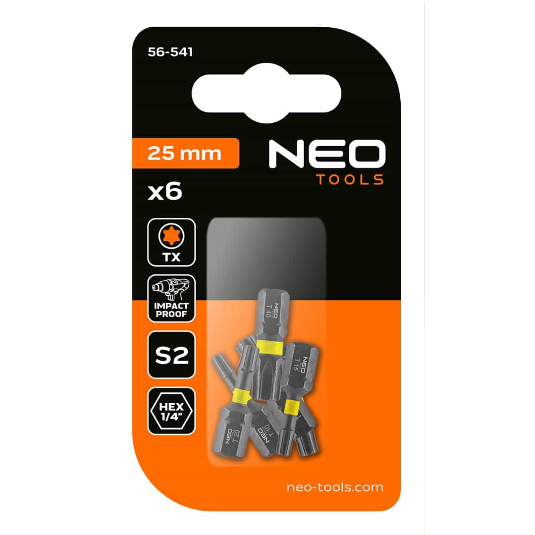 NEO TOOLS Impact driver bits set TX10/15/20/25/30/40 - 6 pieces for heavy-duty work 5