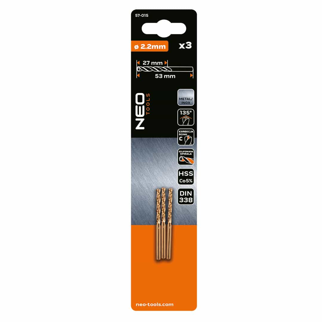 NEO TOOLS HSS-Co metal drill bits 2.2 mm, 3 pcs - precise and durable 5