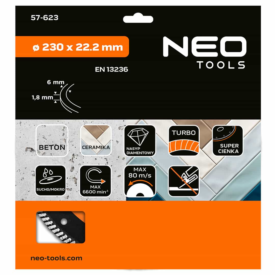 Diamond cutting disc 230 x 22.2 mm turbo super thin - ideal for precise cuts 5