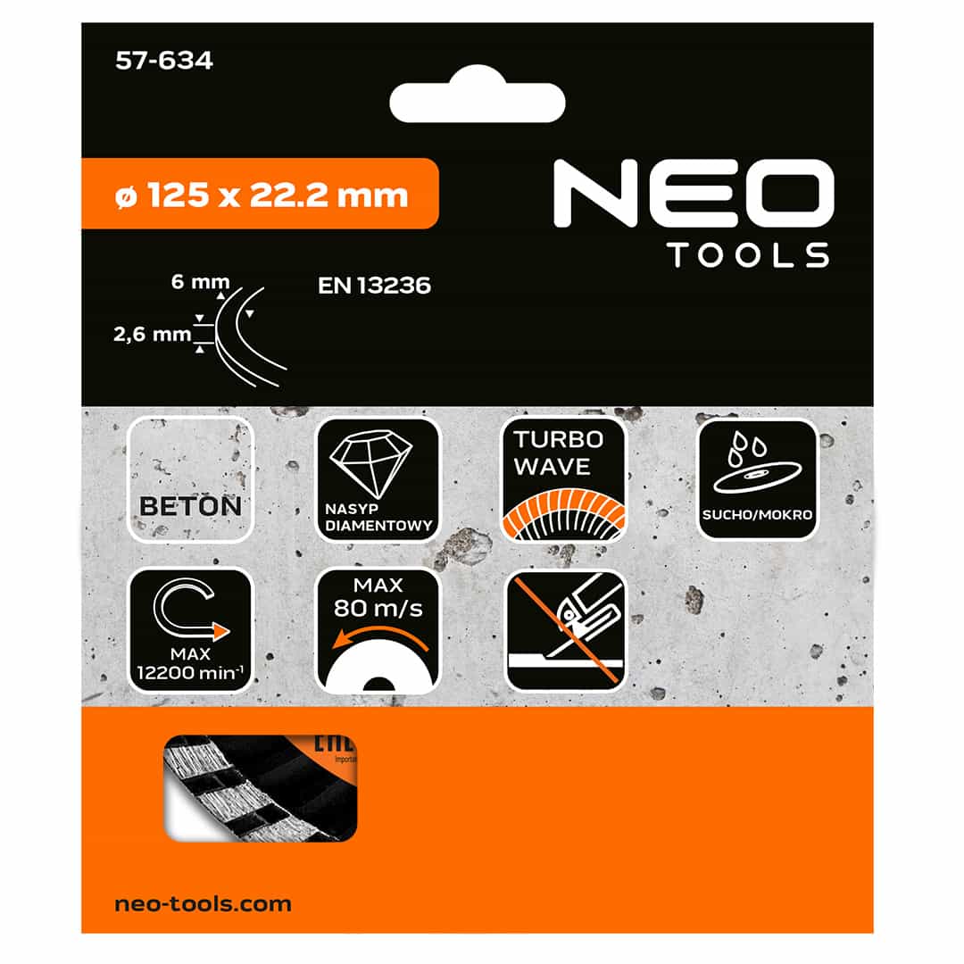 Diamond cutting disc 125 x 22.2 mm turbo wave - precise cutting 5