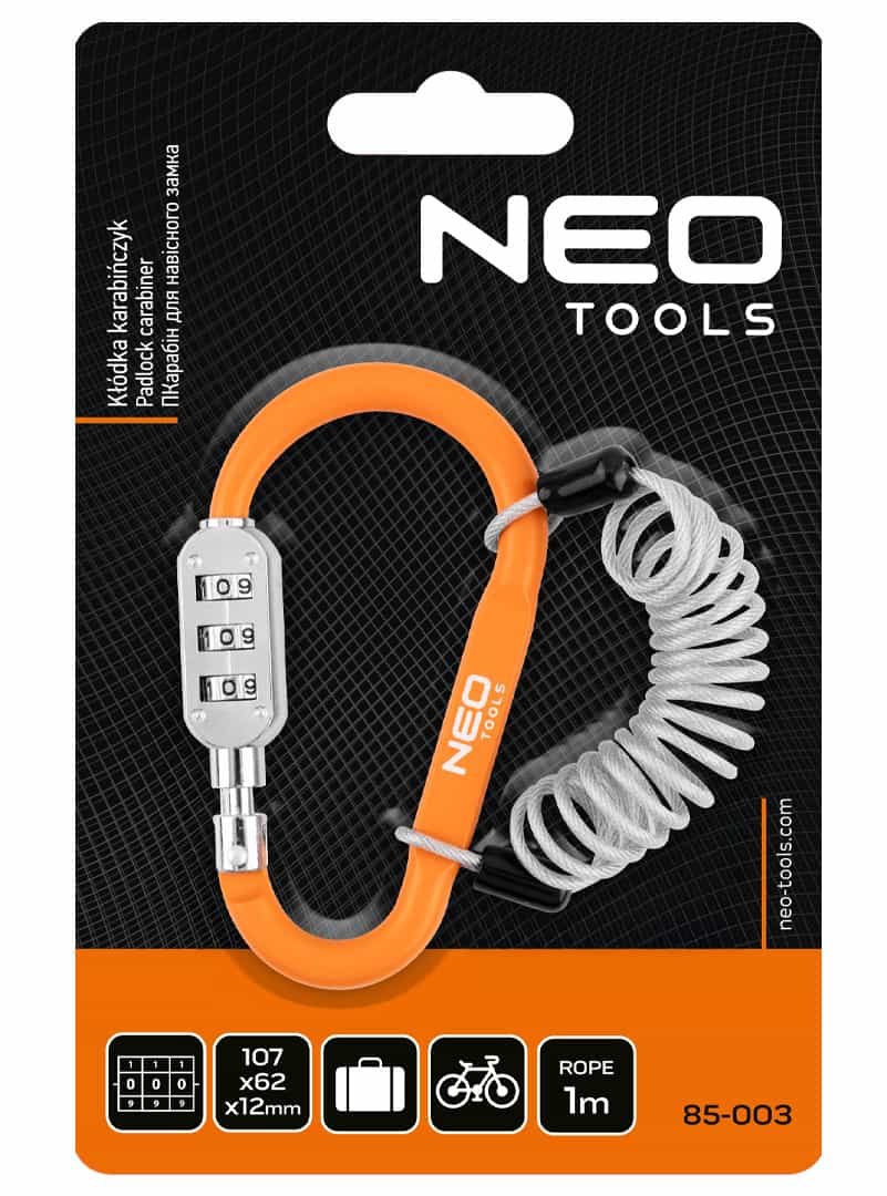 NEO TOOLS Carabiner lock with code 110 x 62 x 12 mm - ideal security 6