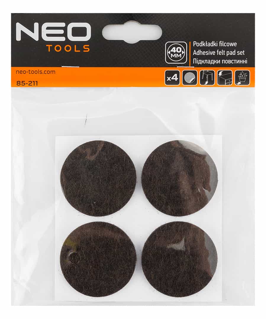 NEO TOOLS Round felt pads self-adhesive - dark brown 40mm, 4 pcs. 6