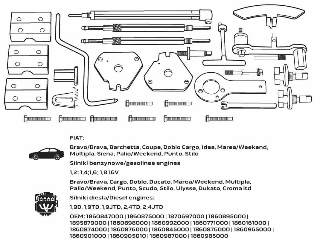 Fiat Camshaft Locking Tool Set - For Petrol and Diesel Engines 5