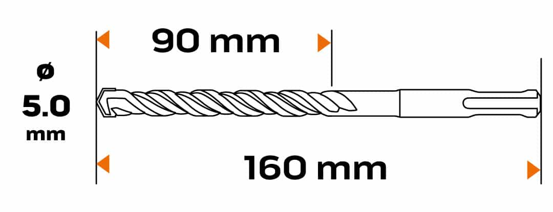 NEO TOOLS Concrete drill bit SDS Plus 5 x 160 mm S4 quatro 4