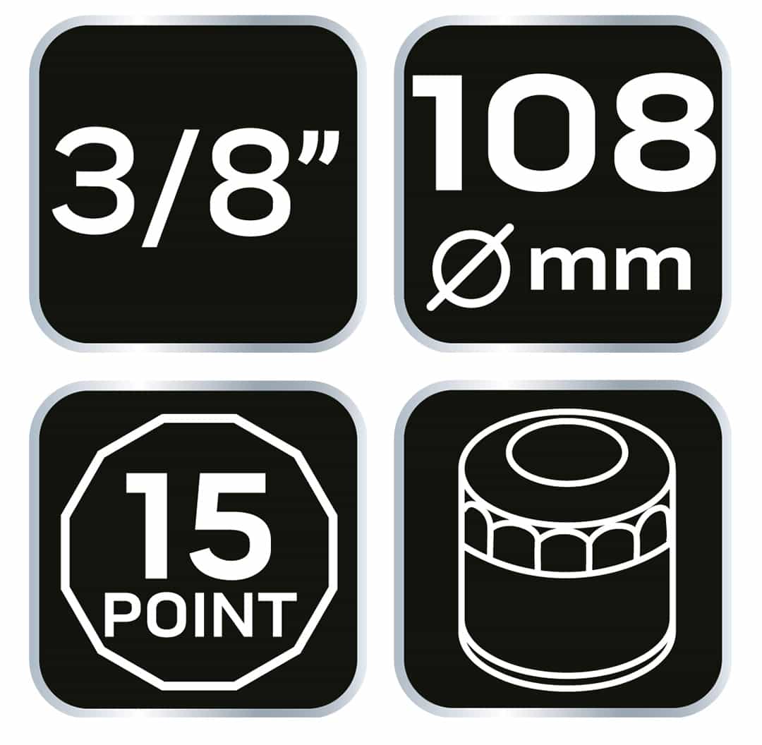NEO Oil filter socket 108 mm 15-sided - reliable tool 6