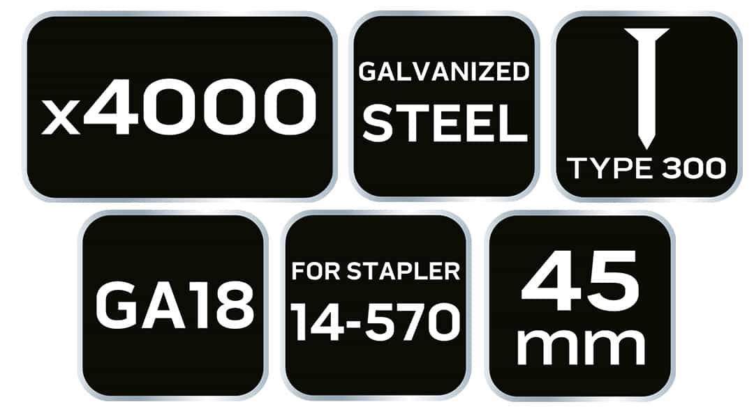 NEO Galvanized nails for pneumatic stapler 45 mm 4000 pieces 8