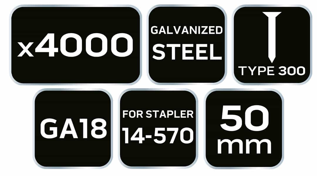 NEO Galvanized nails for pneumatic stapler 50 mm 4000 pieces 8