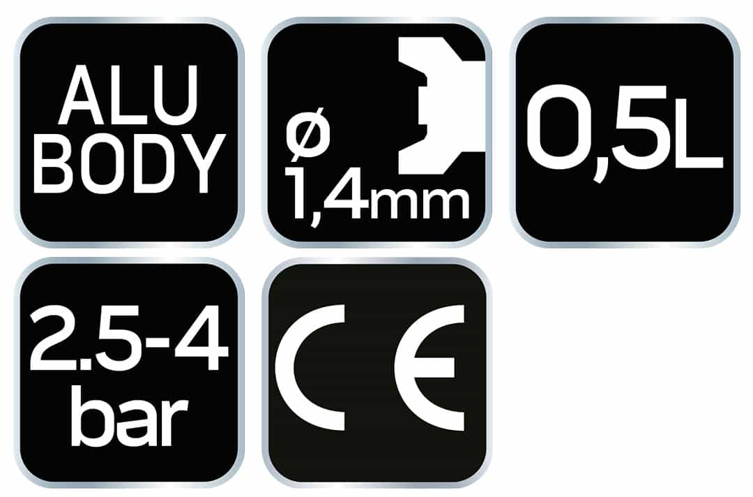 NEO Spray gun with upper tank 0.5 l nozzle 1.4 mm 7
