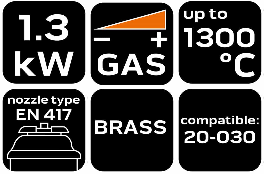 NEO TOOLS Gas burner with brass ring - precise flame adjustment 10