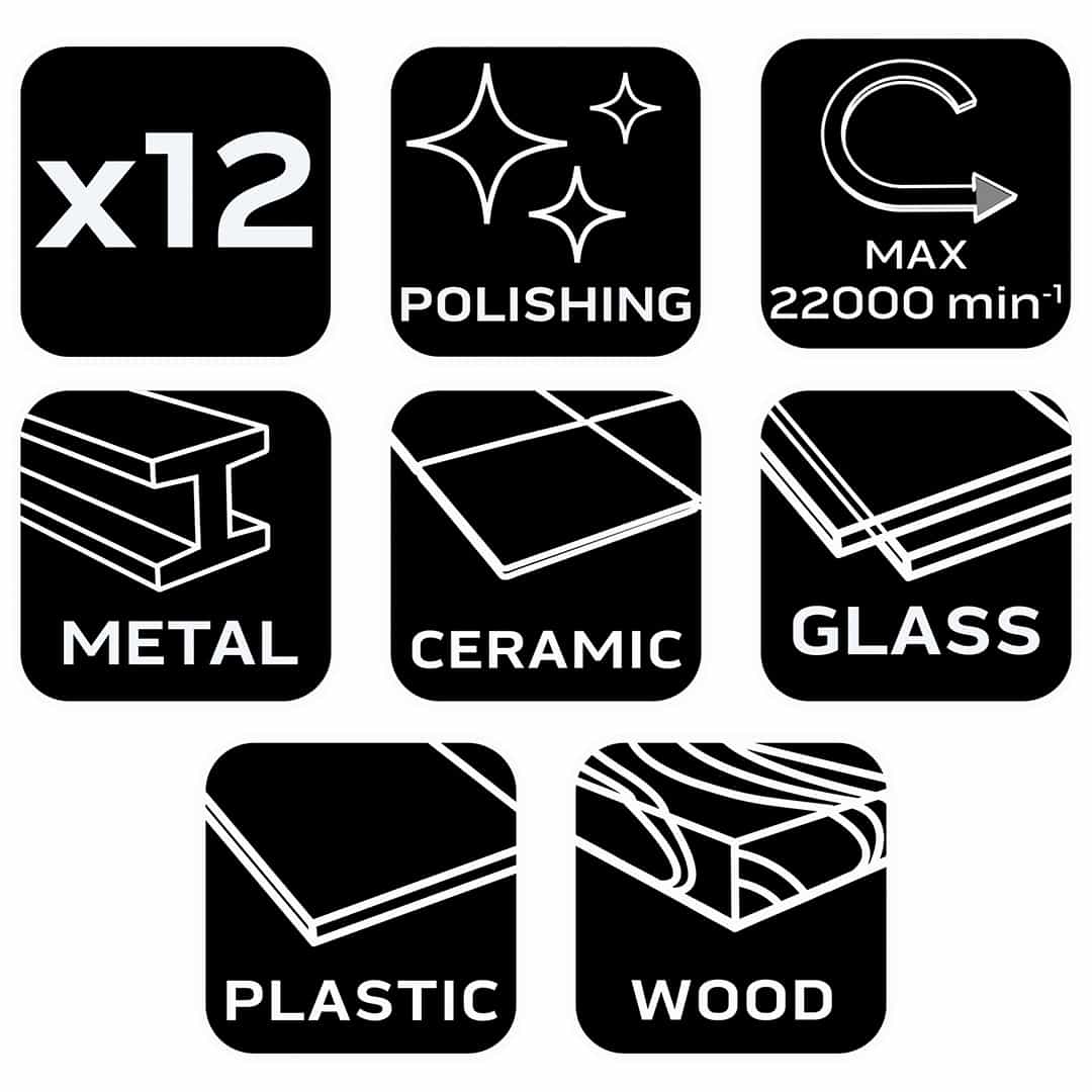 Mini Grinder Accessories - Set of Polishing Brushes and Felts 12 pcs 10