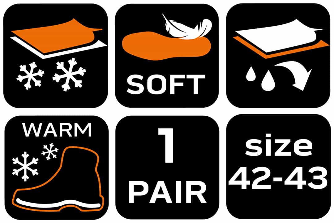 NEO TOOLS Thermal Comfort Shoe Insoles - Size 42-43 5