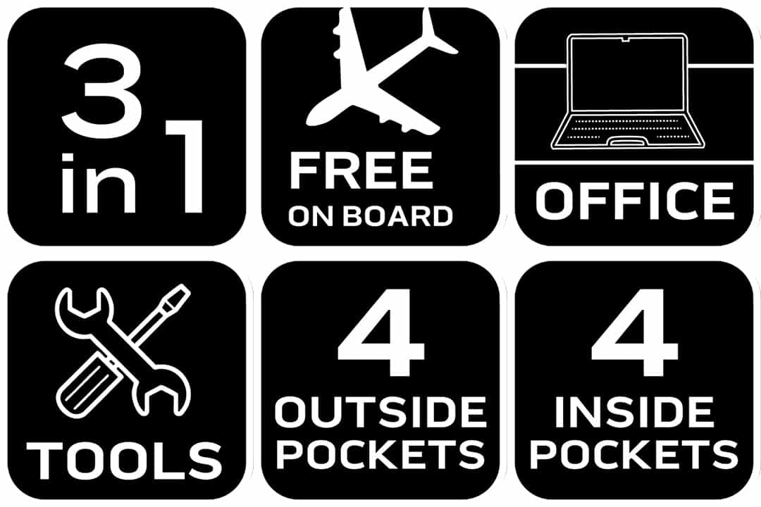 NEO TOOLS 3in1 Backpack - Universal backpack for plane, office and work 8