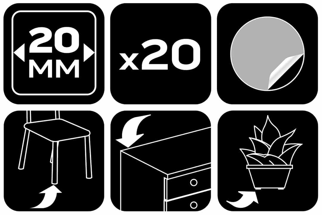 NEO TOOLS Felt pads round self-adhesive - dark brown 20mm, 20 pieces 8