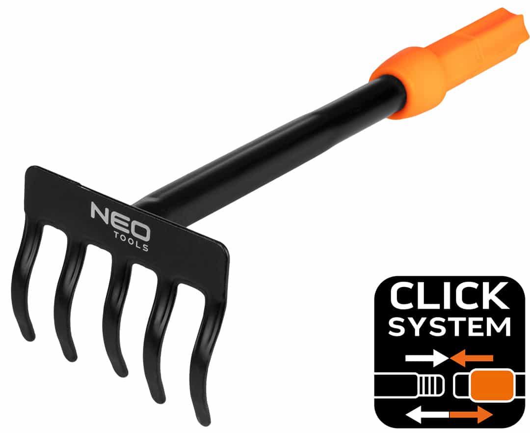 NEO TOOLS Small garden rake 5 teeth NEO Click System - ideal for the garden 8