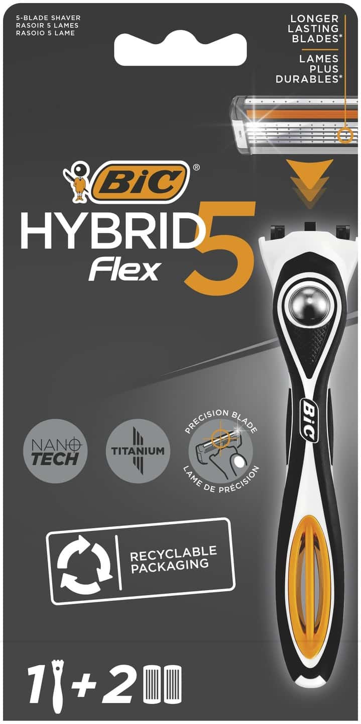 BIC HYBRID5 FLEX - Razor with 1 handle and 2 blades