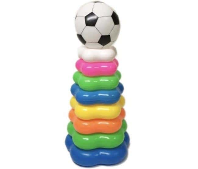 Piramidka - Colorful stacking tower with ball educational toy