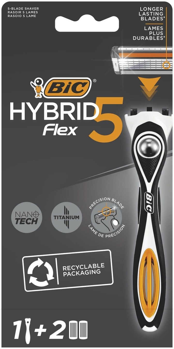 BIC HYBRID5 FLEX - Razor with 1 handle and 2 blades