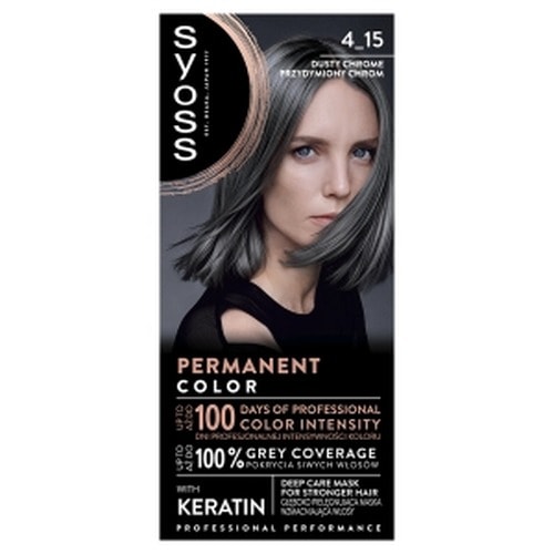 Syoss Hair Dye Smoky Chrome 4-15 - permanent coloration for beautiful hair
