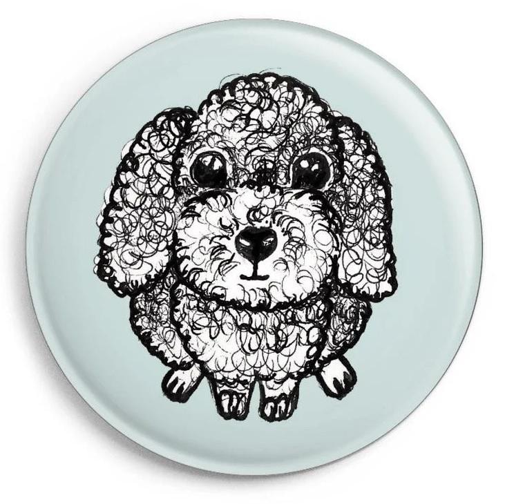 Magnet Poodle - Round decorative magnet with poodle motif