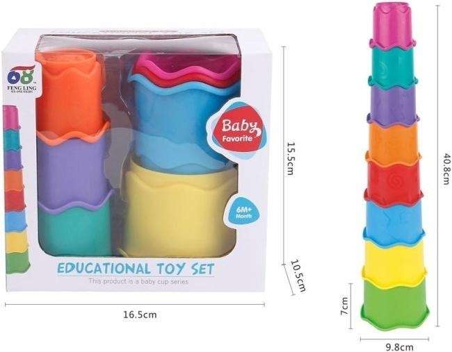 FENG LING Educational cups - colorful stacking pyramid for babies