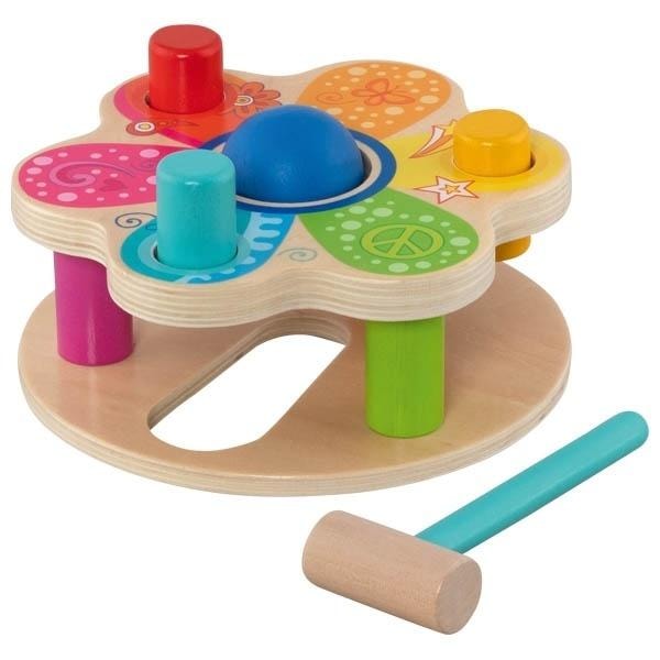 Goki Wooden hammering bench with mallet - develops coordination and precision