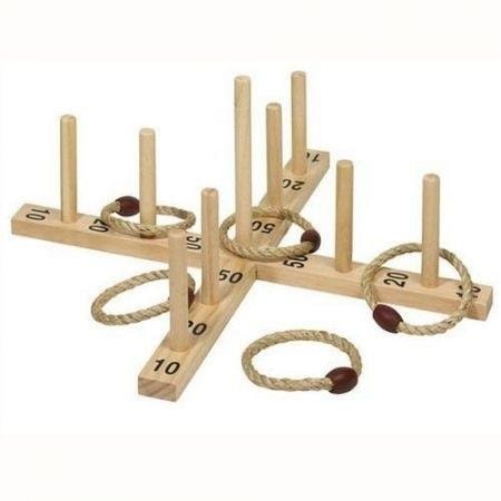 Goki Ring Toss Game - Skill game made of wood and sisal, perfect for the garden