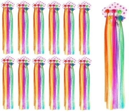 Colorful clip-in braids - rainbow fun for parties