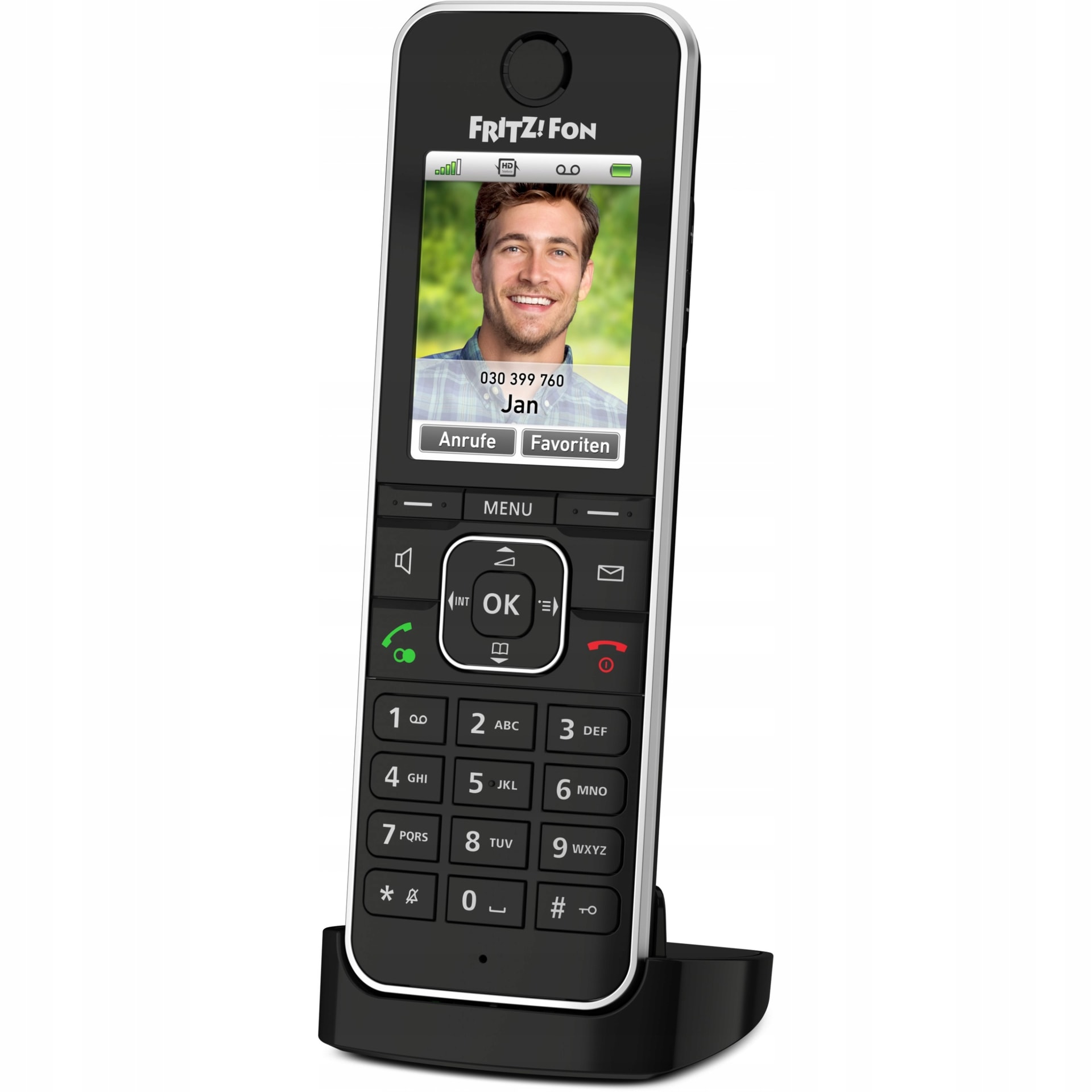 FRITZ!Fon C6 - DECT Cordless Phone with Caller ID, Black