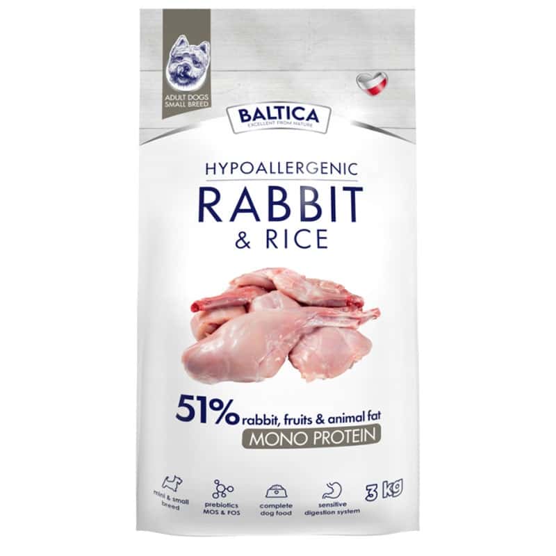 Baltica NUTRACEUTIC Hypoallergenic dog food rabbit and rice XS/S 3kg - ideal for sensitive dogs