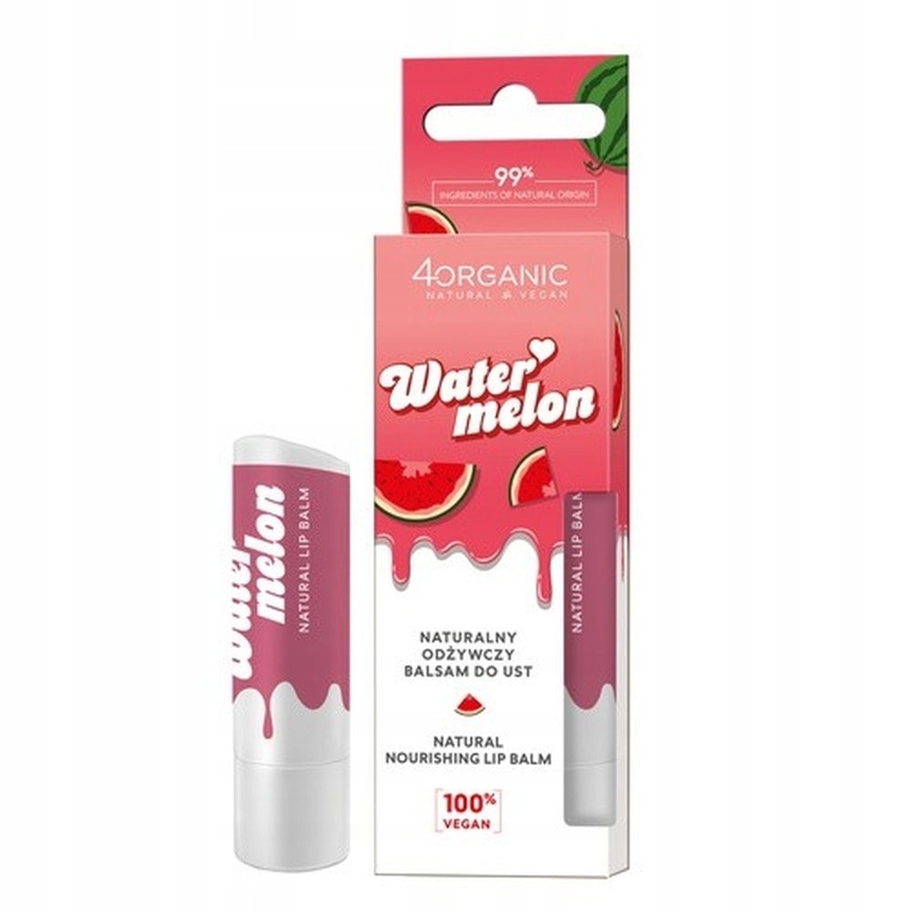4organic Nourishing lip balm Watermelon - for a soft, smooth finish