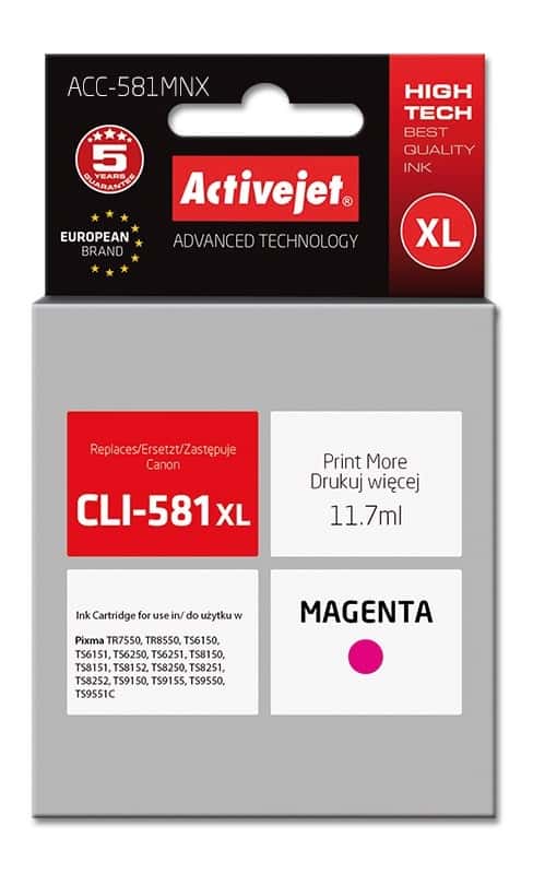 Activejet ACC-581MNX - Ink cartridge replacement for Canon CLI-581XLM red