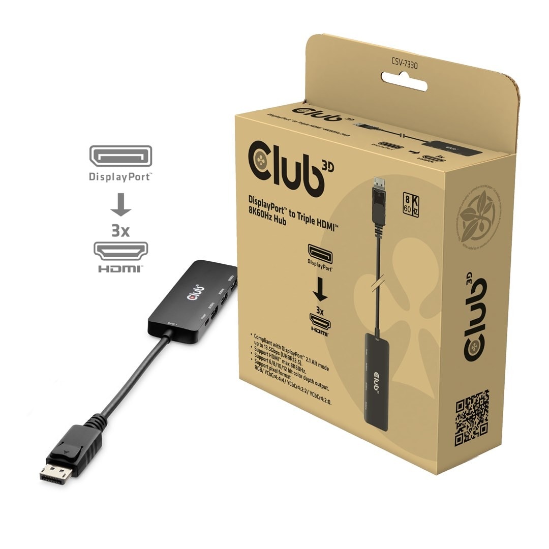 Club3D DisplayPort to HDMI Triple Monitor Adapter CSV-7330 - Expand your desktop!