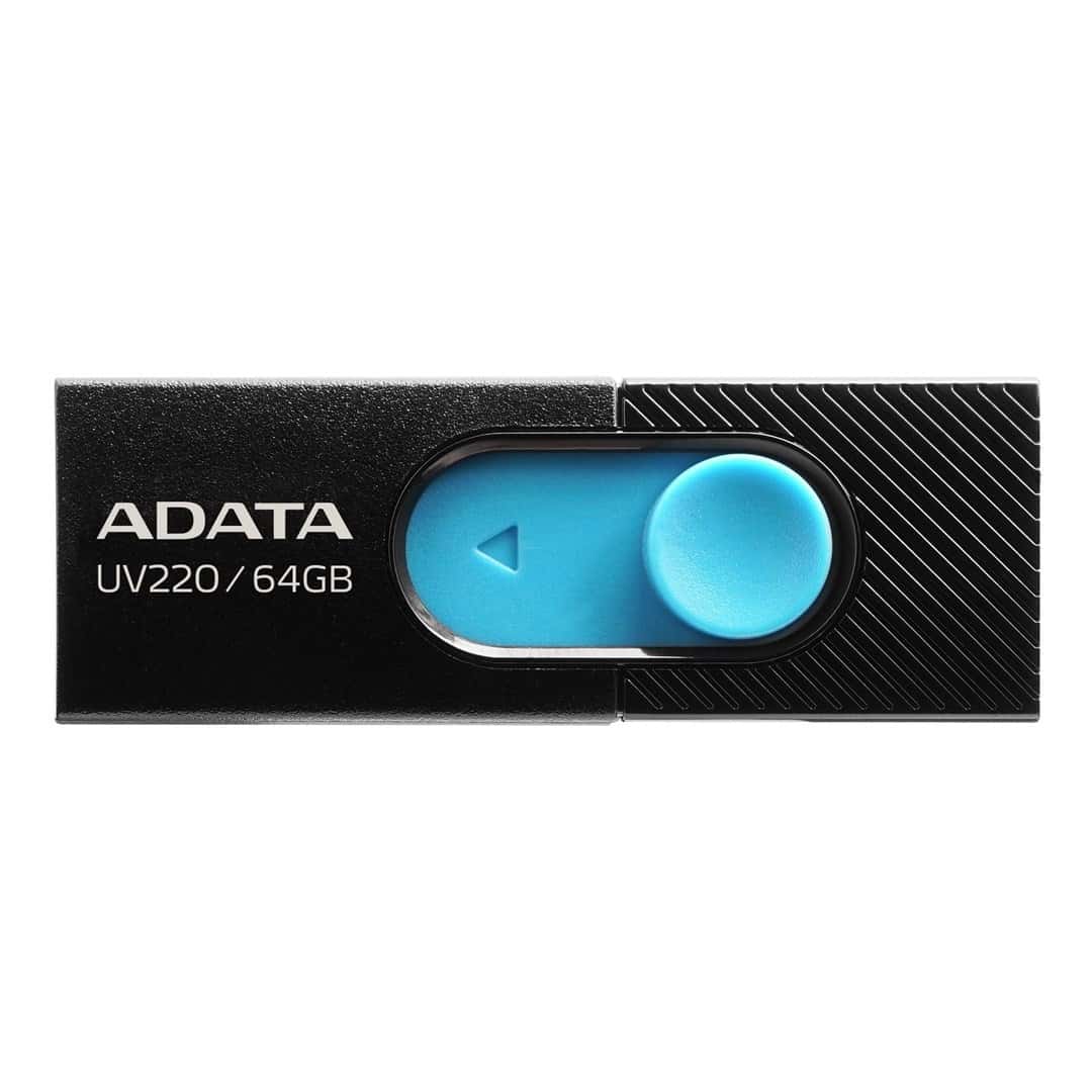 ADATA UV220 Flash Drive 64GB USB 2.0 - black, perfect for data transfer