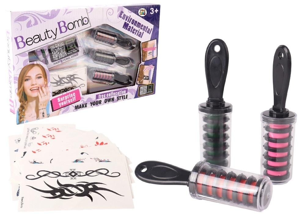 Fashion Academy Tattoos with colorful hair - creative set for children