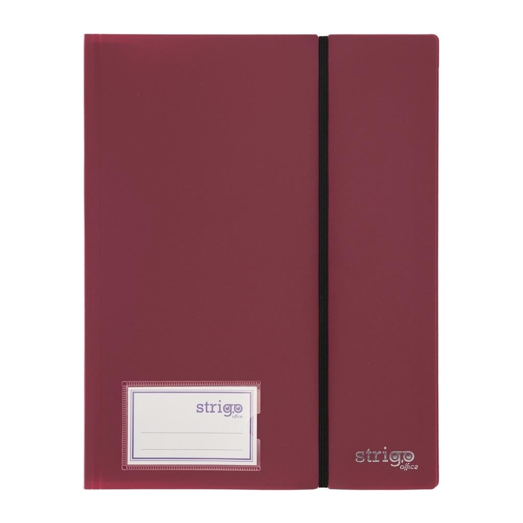Strigo A4 Presentation Album 40 Sleeves with Elastic Band Burgundy - ideal for presentations