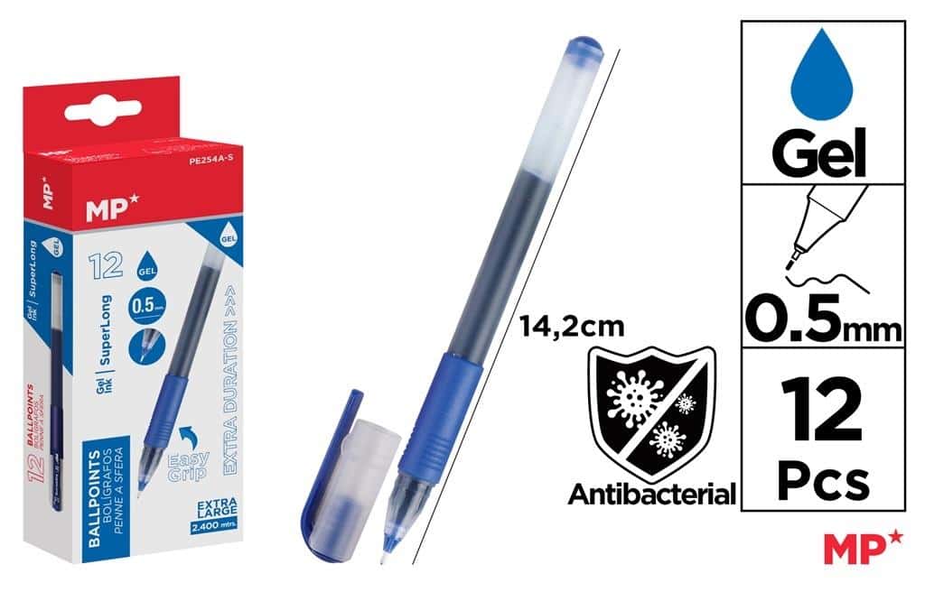 Antibacterial gel pen 0.5 mm - set of 12 pieces for hygiene and comfort